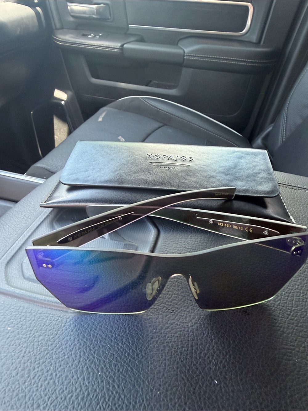 KOPAJOS Karl Stromberg Shield Sunglasses Green Mirror Futuristic Unisex w/ Case